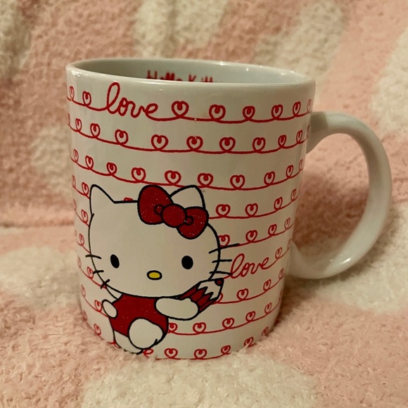 HELLO KITTY Valentine Love Script Sanrio 🩷❤️ Ceramic Coffee Mug NEW 20oz - Picture 2 of 7